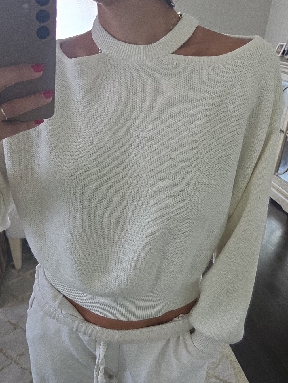 WOMEN'S H&M COLD SHOULDER SWEATER SWEATSHIRT OFF WHITE SIZE SMALL $34